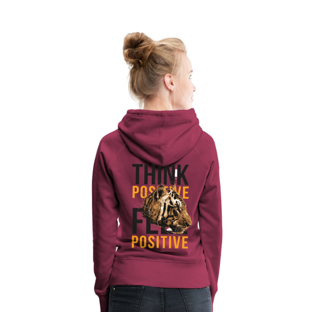 Women Tiger Positive Hoodie Front And Backprint - Bordeaux