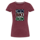 Women SBR T-Shirt Front And Backprint - Bordeauxrot meliert